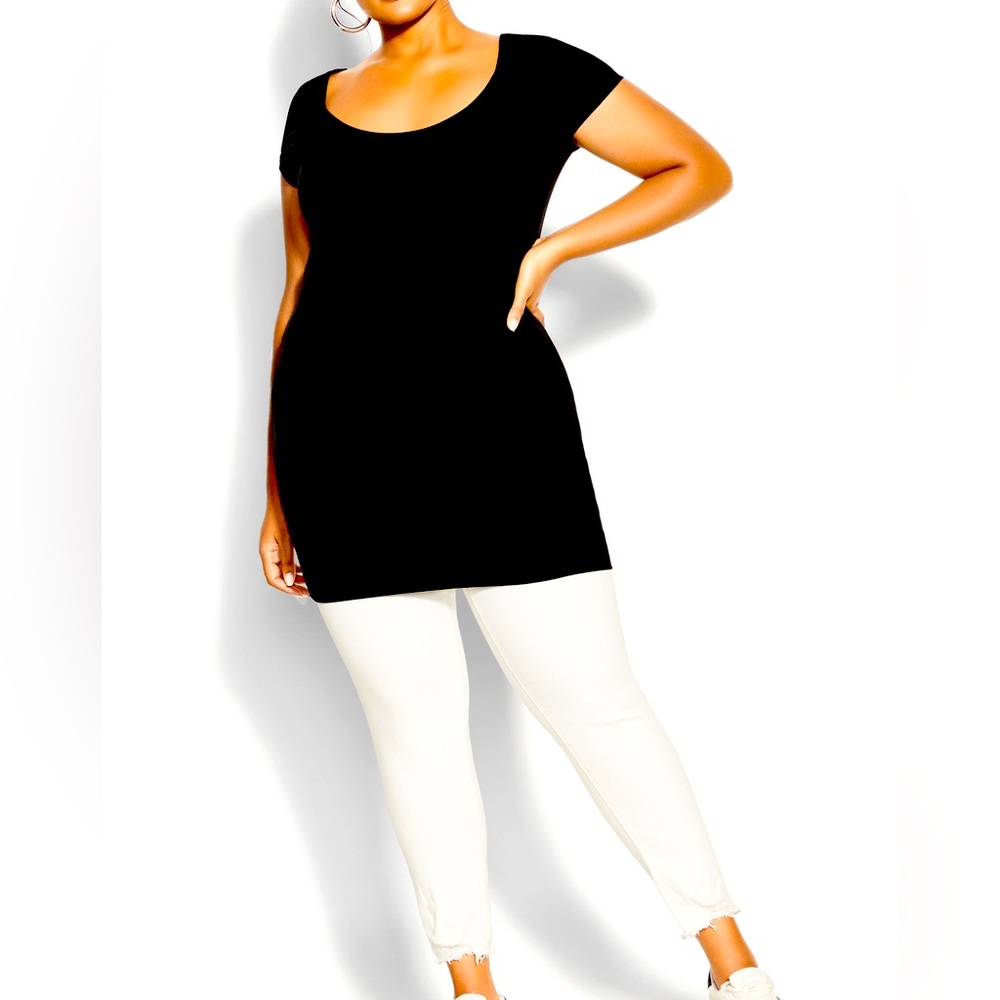 NWT City Chic Super longline scoop neck top in black size 20